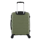 bb&b Travel Nova Suitcase Olive Large, rear view showing the telescopic handle, rear shell and spinner wheels.