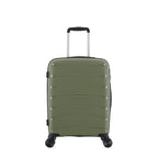 bb&b Travel Nova Suitcase Olive Medium, front view showing the textured hard shell, telescopic handle and four spinner wheels.