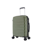 bb&b Travel Nova Suitcase Olive Medium, angled front view showing the hard-shell design, side carry handle, zipper closure and spinner wheels.