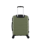bb&b Travel Nova Suitcase Olive Medium, rear view showing the telescopic handle, rear shell and spinner wheels.