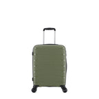 bb&b Travel Nova Suitcase Olive Small, front view showing the compact textured hard shell, telescopic handle and four spinner wheels.