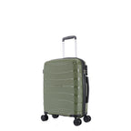 bb&b Travel Nova Suitcase Olive Small, angled front view showing the hard-shell design, side carry handle, zipper closure and spinner wheels.