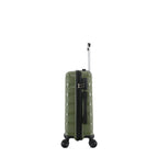 bb&b Travel Nova Suitcase Olive Small, side view showing the compact suitcase depth, side carry handle, zipper closure and combination lock.