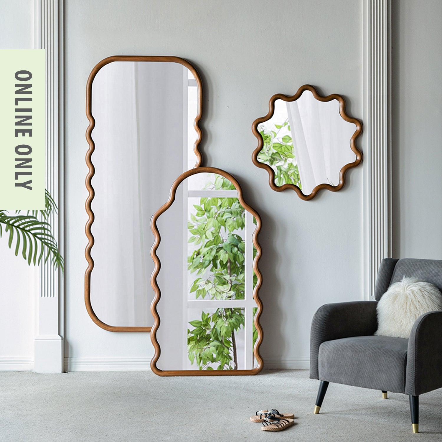 Design Republique Wavy Wood Mirror 188cm