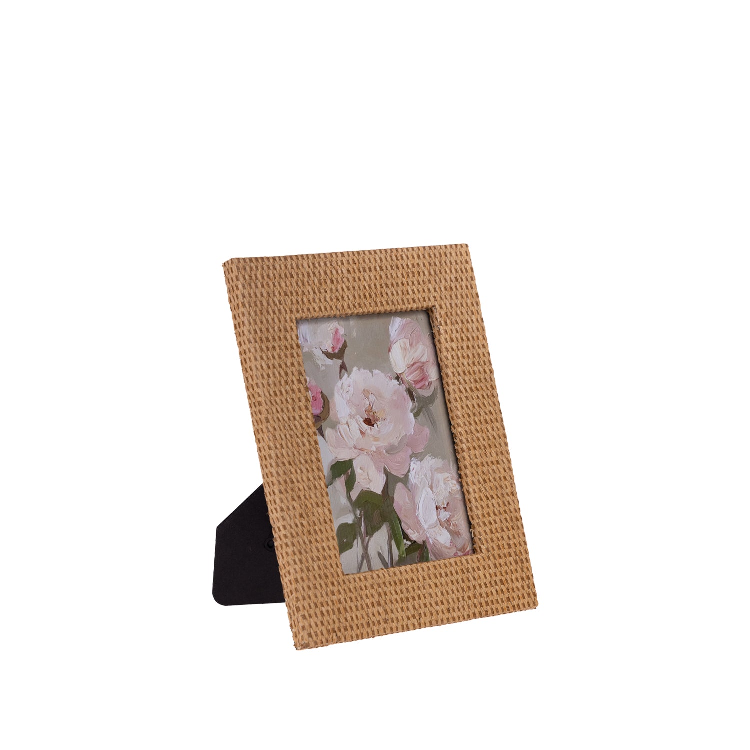 Design Republique Haven Frame in Mocha, featuring a woven-look textured border and freestanding easel back.