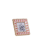 Design Republique Haven Stripe Frame in Rust, featuring rust and white stripes with a warm gold-toned border and floral artwork insert.