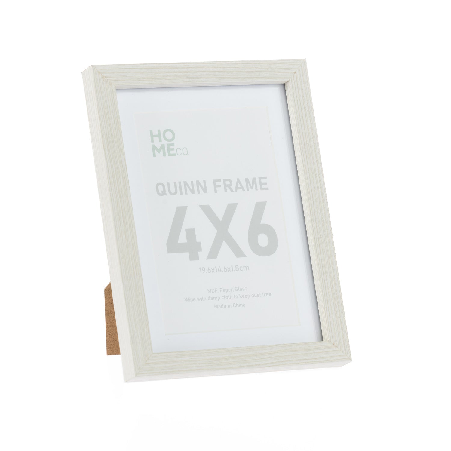 A white wood-look 4 × 6 photo frame with a subtle timber grain finish provides a classic and versatile way to showcase your favourite photos or prints.