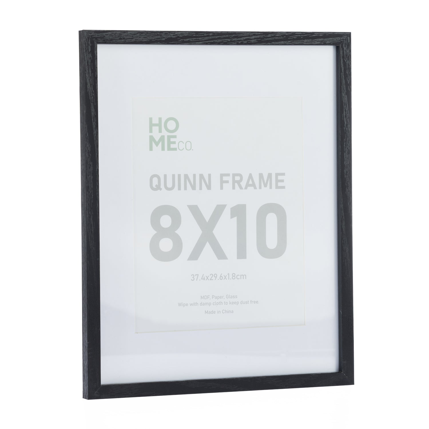 A black wood-look 8 × 10 photo frame with a wide white mat and subtle timber grain finish provides a timeless way to display your favourite photographs or artwork.