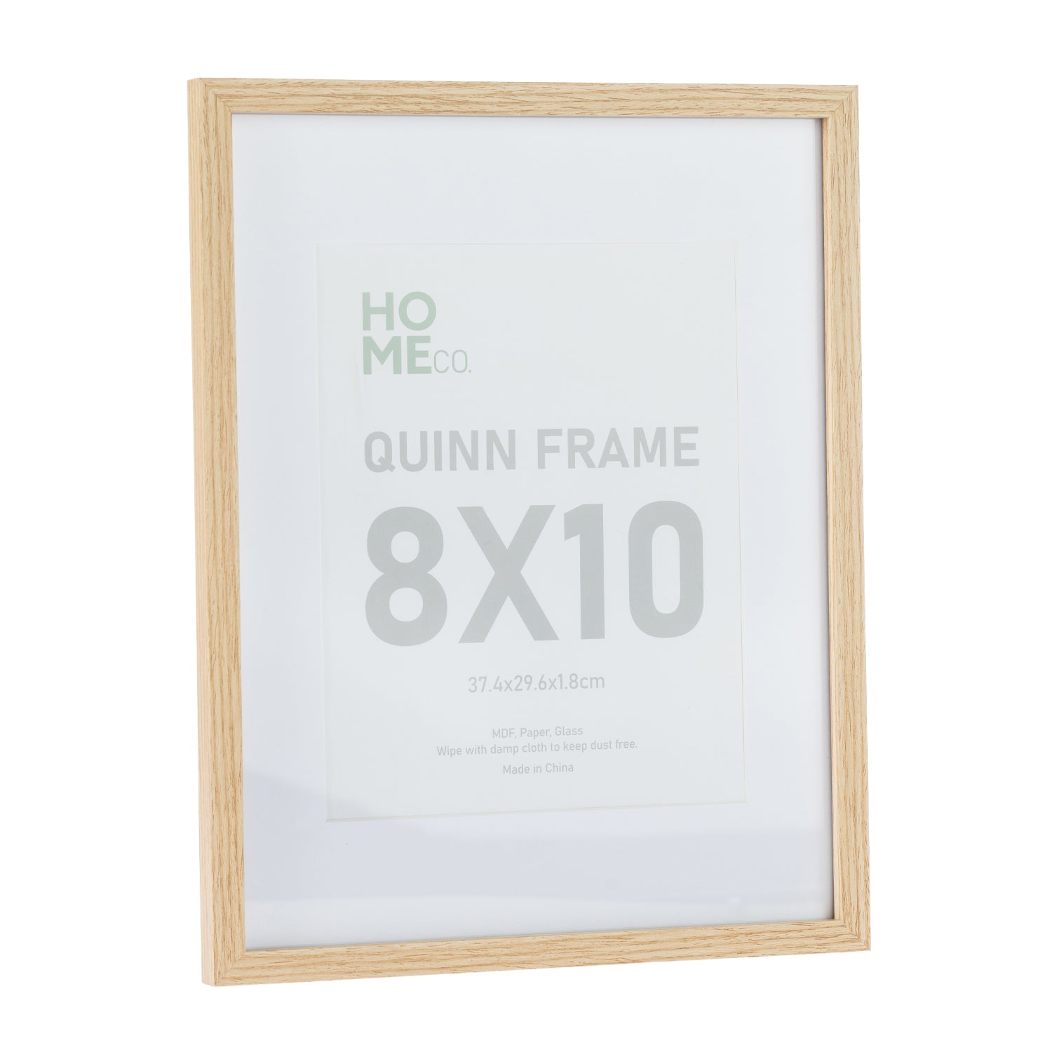 A natural wood-look 8 × 10 photo frame with a wide white mat and subtle timber grain finish provides a timeless way to display your favourite photographs or artwork.