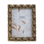 Design Republique Gold Knot Photo Frame with an intricate interlocking chain-link border in an antique gold finish, shown against a white background.