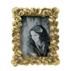 Design Republique Flora Gold Photo Frame with an ornate gold floral leaf border, shown against a white background.