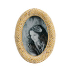 Design Republique Ella Natural Oval Photo Frame with a woven textured oval frame, displayed against a white background.