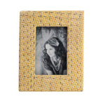 Design Republique Ella Natural Photo Frame with a woven textured rectangular frame, displayed against a white background.