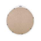 Back view of Gracious Living ornate gold trim round mirror showing the backing and hanging hardware.