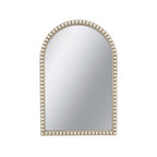 Front view of Cove knotted arched mirror with a white wash frame and rounded knot-style detailing.