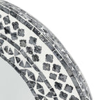 Close-up of the Design Republique Algaia Mirror showing the detailed grey geometric mosaic pattern against a white background.