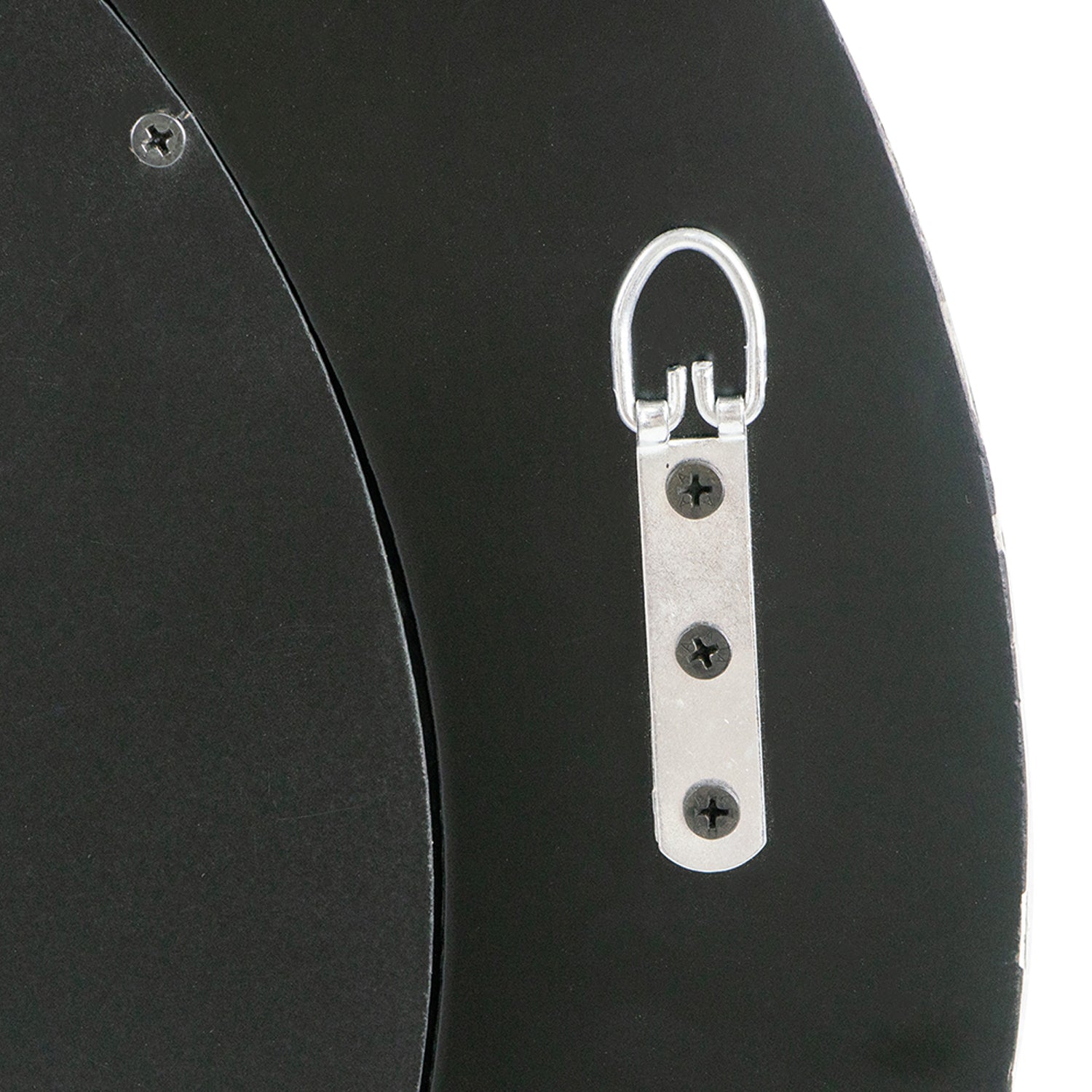 Close-up of the metal hanging fixture on the back of the Design Republique Algaia Mirror.