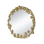 Angled view of the Gracious Living Gold Leaf Mirror showing the layered gold leaf detailing around the circular frame.