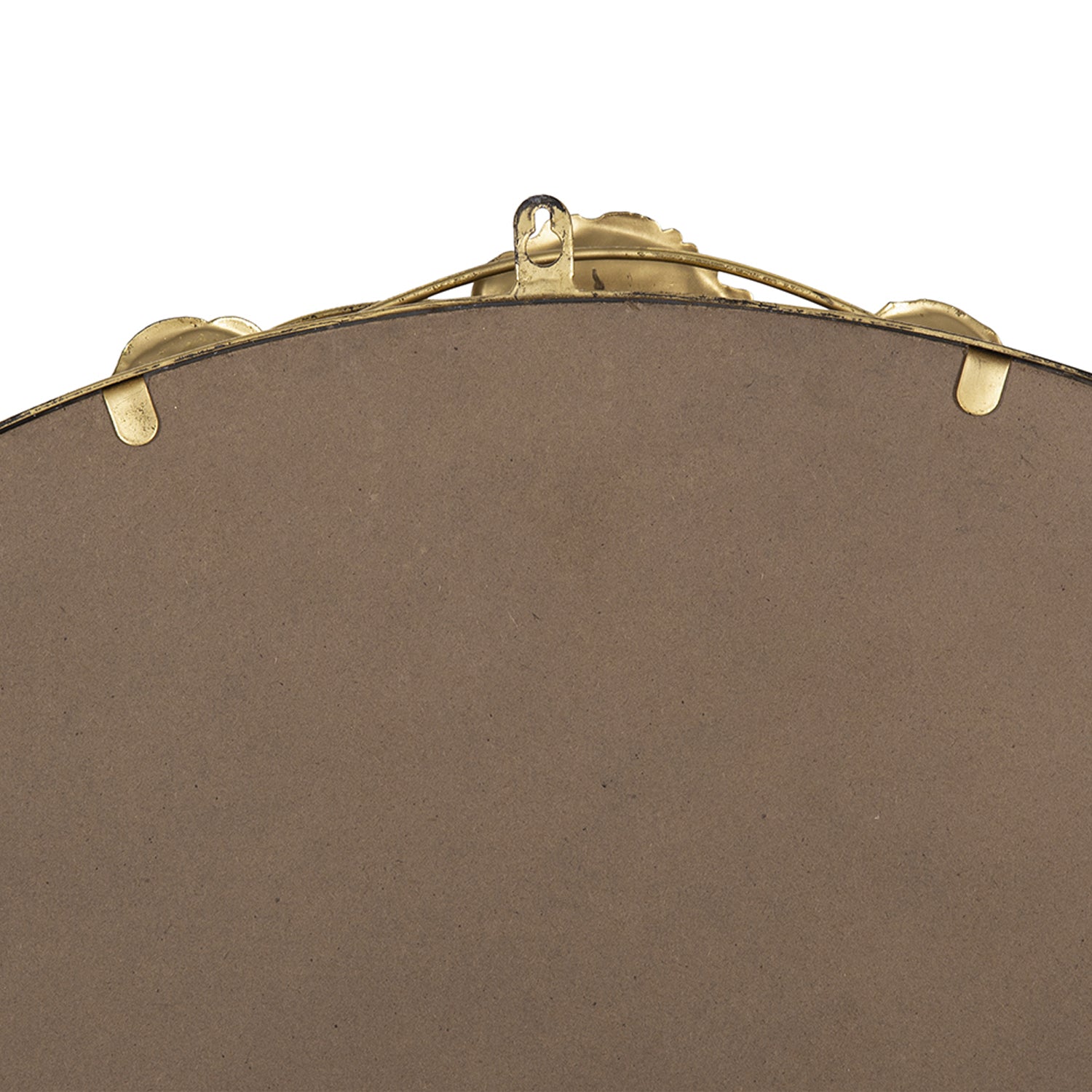 Close-up of the hanging fixture on the back of the Gracious Living Gold Leaf Mirror.
