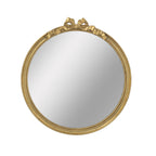 Gracious Living Bella Bow Mirror in gold, featuring a round reflective centre with a decorative bow and ribbon detail at the top.