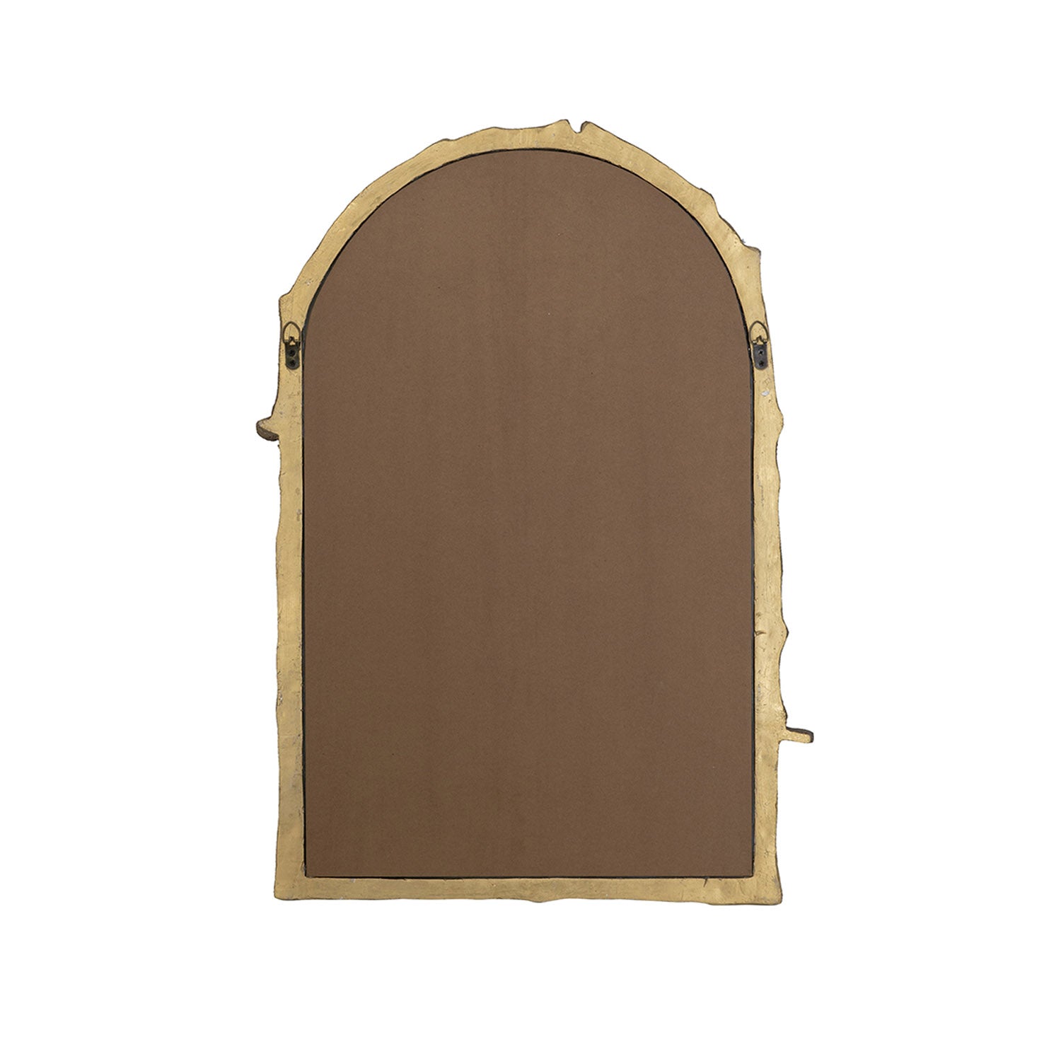 Back view of the Gracious Living Birds Arched Mirror showing the arched backing panel and hanging fixtures.