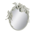 Alternative angled view of the Gracious Living Birds & Flowers Round Mirror showing the decorative floral arrangement across the upper frame.
