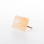 Yellow Selenite Rectangle Drawer Knob with natural translucent finish and metal screw fitting.