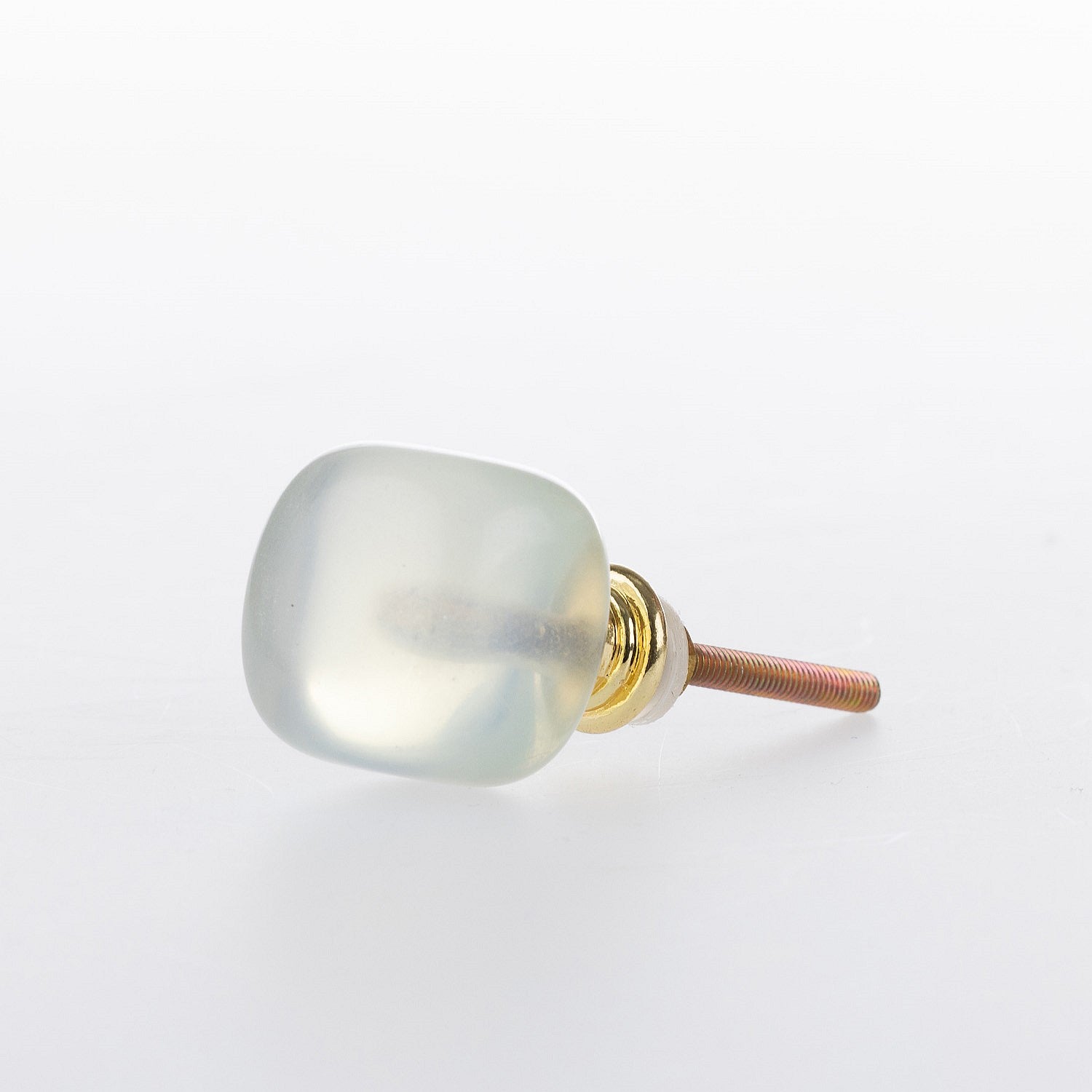 Opal stone drawer knob with a smooth polished finish and gold-tone metal fitting.