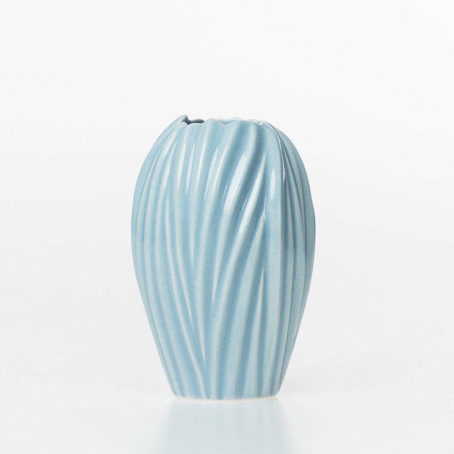 Marlo Kayla Blue Ribbed Vase