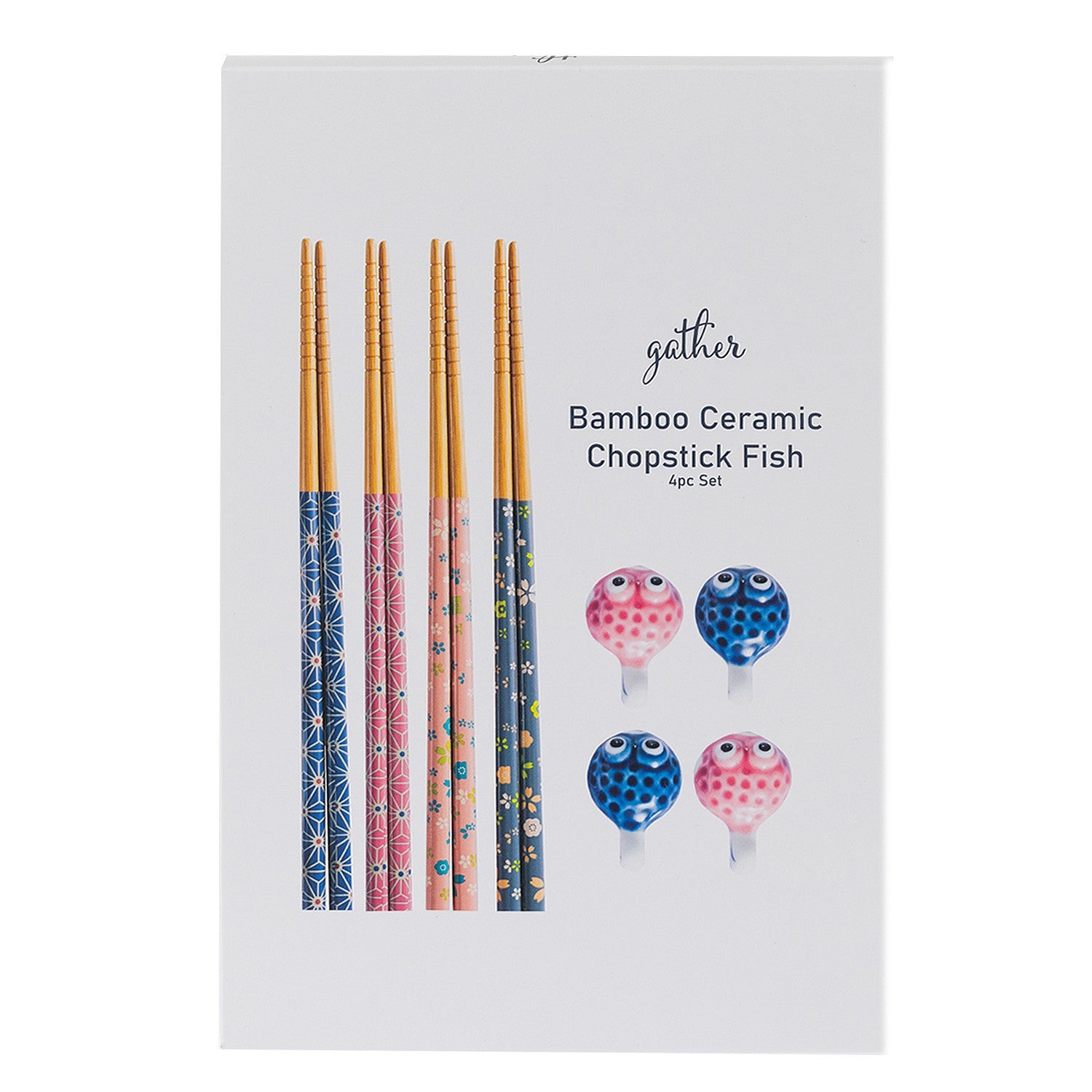 Gather Home Co. Bamboo Ceramic Chopstick Fish 4 Piece Set