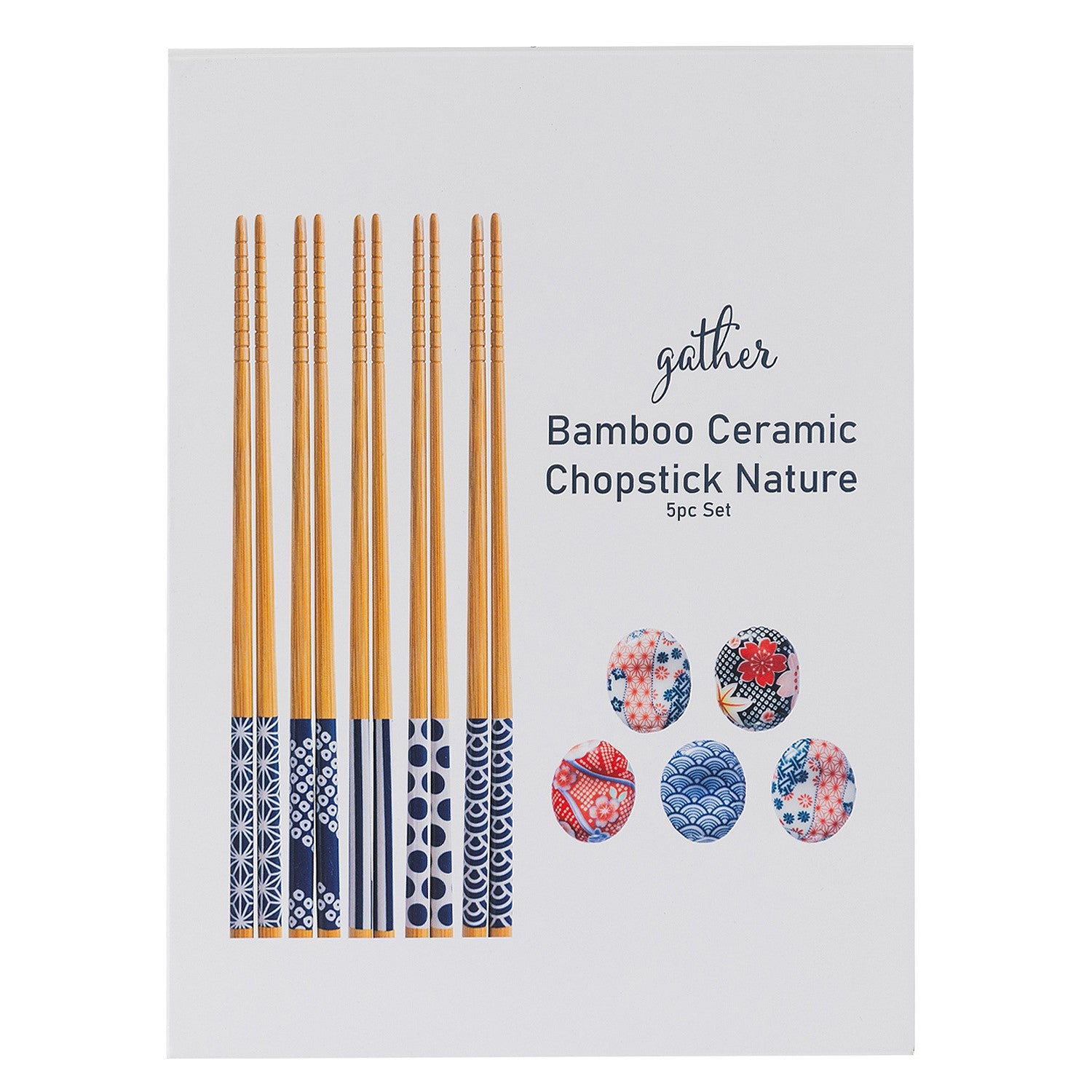 Gather Home Co. Bamboo Ceramic Chopstick Nature 5 Piece Set