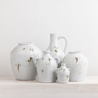 Large Cove Franco Ceramic Ears Vase with decorative ear handles and a reactive glaze finish on a white background.