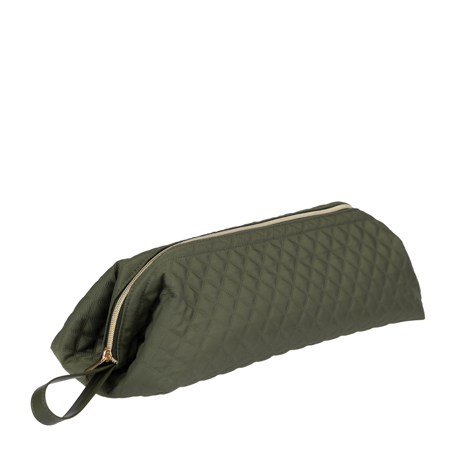 Grace & Gild Victoria Hair Tool Storage Bag in Olive with a quilted finish, zip closure and carry loop.