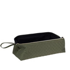 Grace & Gild Victoria Hair Tool Storage Bag in Olive shown open to display the spacious dark-lined interior.