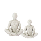 Cove Grayson Meditating Décor Ornaments in Natural, showing the large and small sizes together.