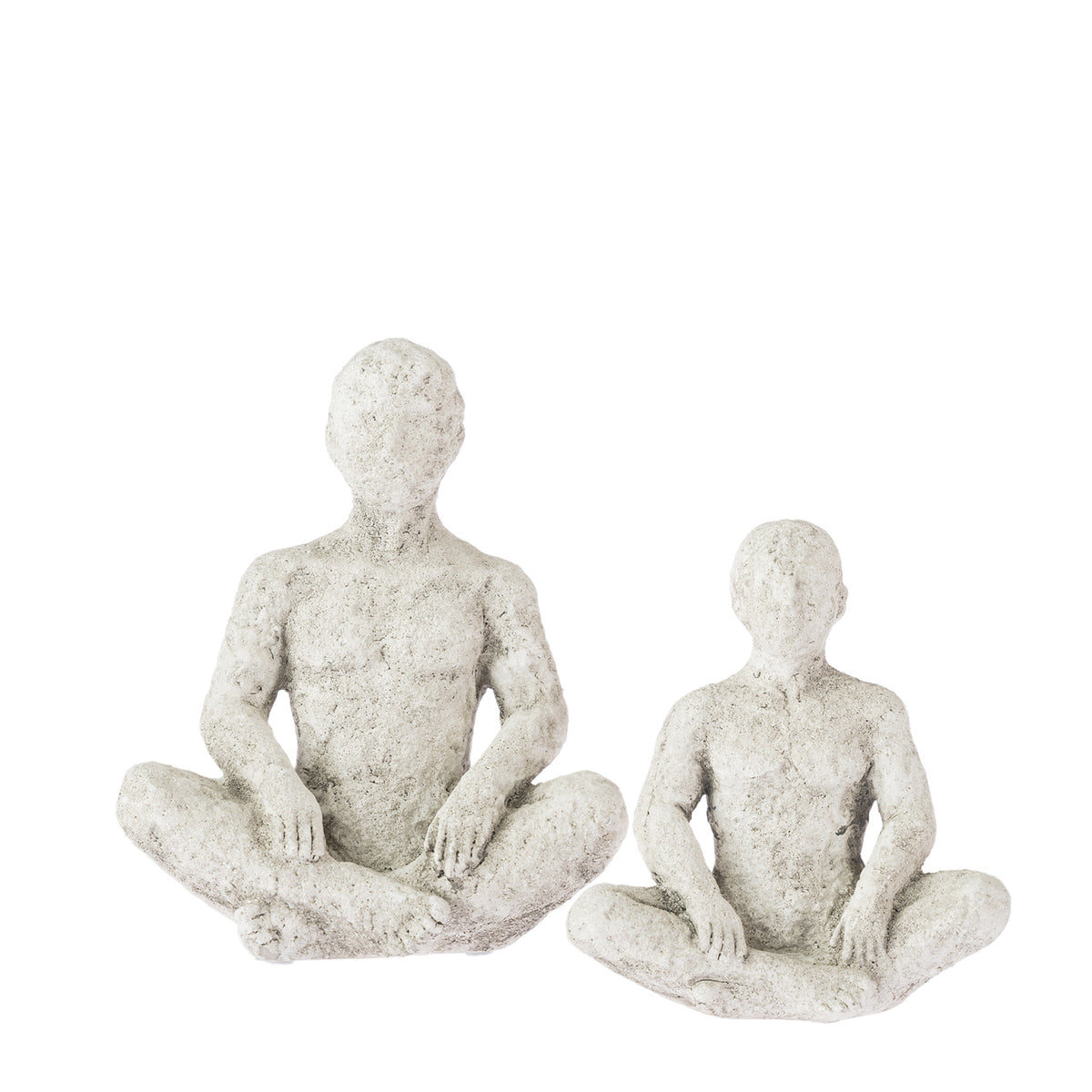 Cove Grayson Meditating Décor Ornaments in Natural, showing the large and small sizes together.