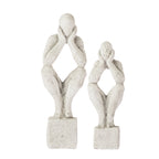 Cove Grayson Man In Thought Ornaments in Natural, showing the large and small sizes together.