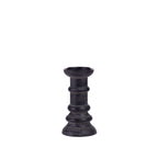 Design Republique Haven Candleholder in Ebony, featuring a turned wood-inspired silhouette with a dark finish and rounded base.