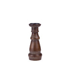 Design Republique Haven Candleholder in Cocoa, featuring a tall turned wood-inspired silhouette with a warm brown finish.
