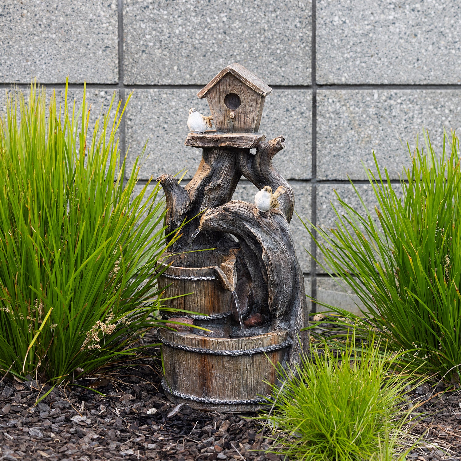 Outsidings Barrel Birds Water Feature