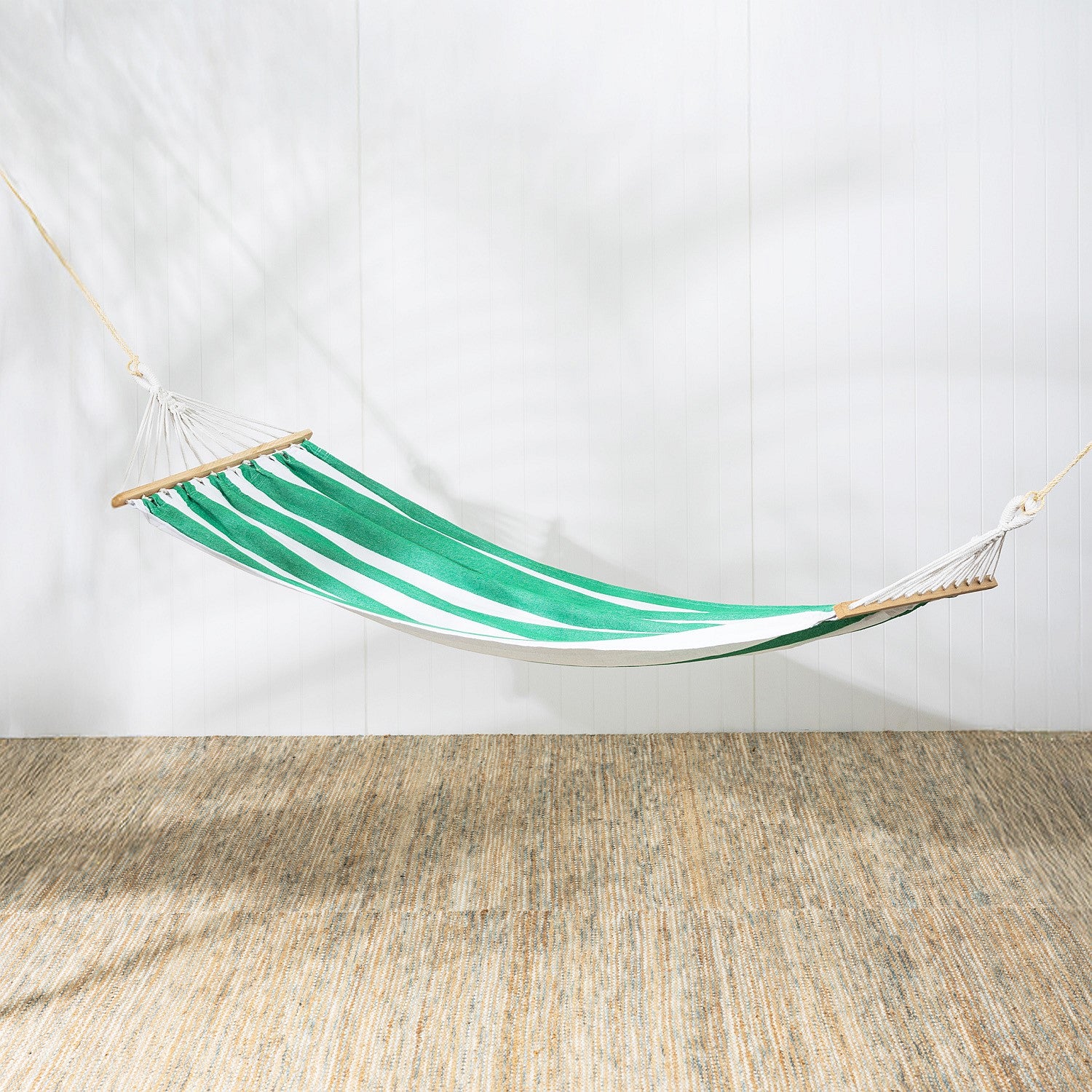 Oustidings Siesta Hammock Striped Green & White