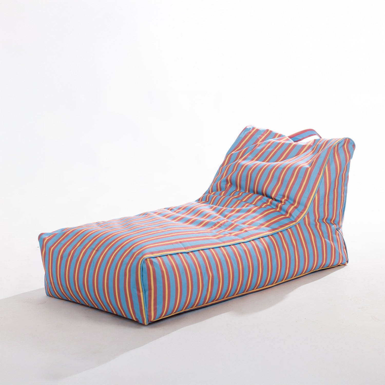 Striped bean bag chair on a white background