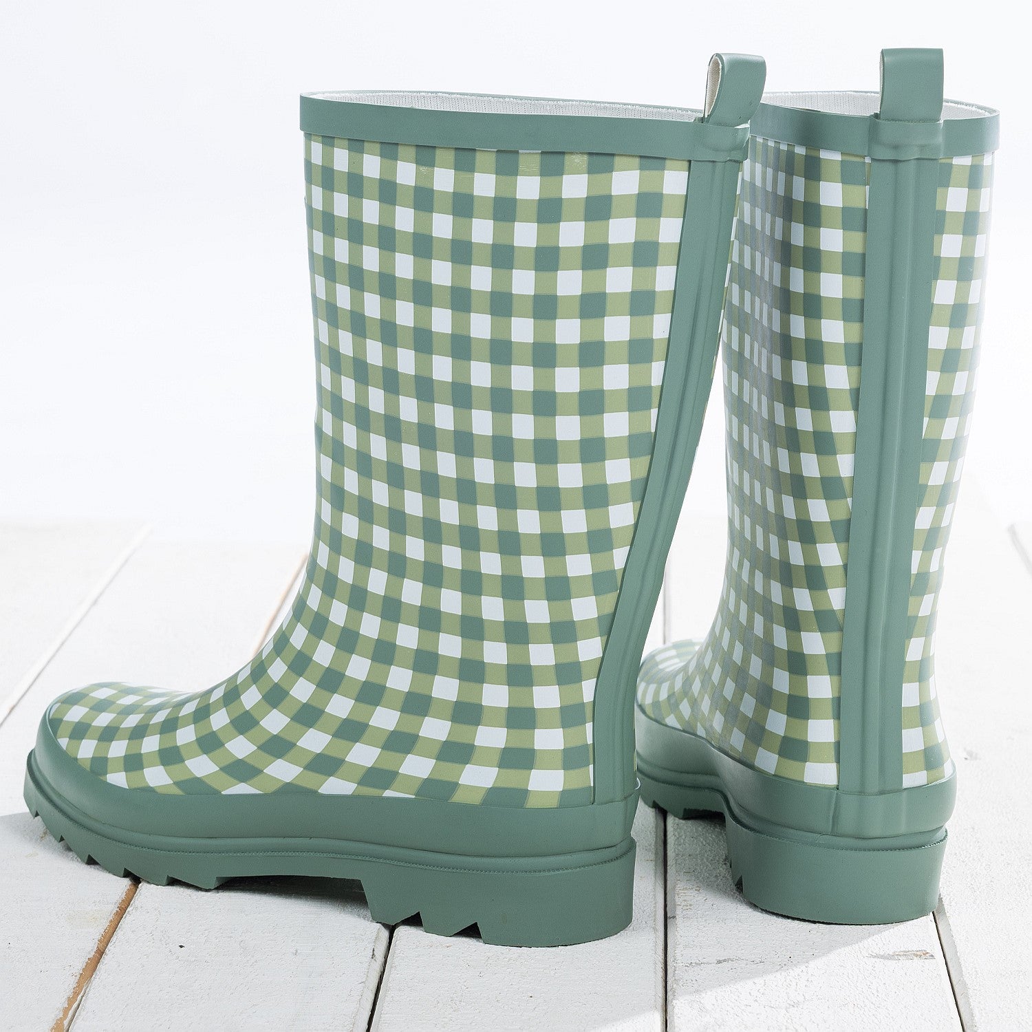 Outsidings Mid-Calf Gingham Gumboot