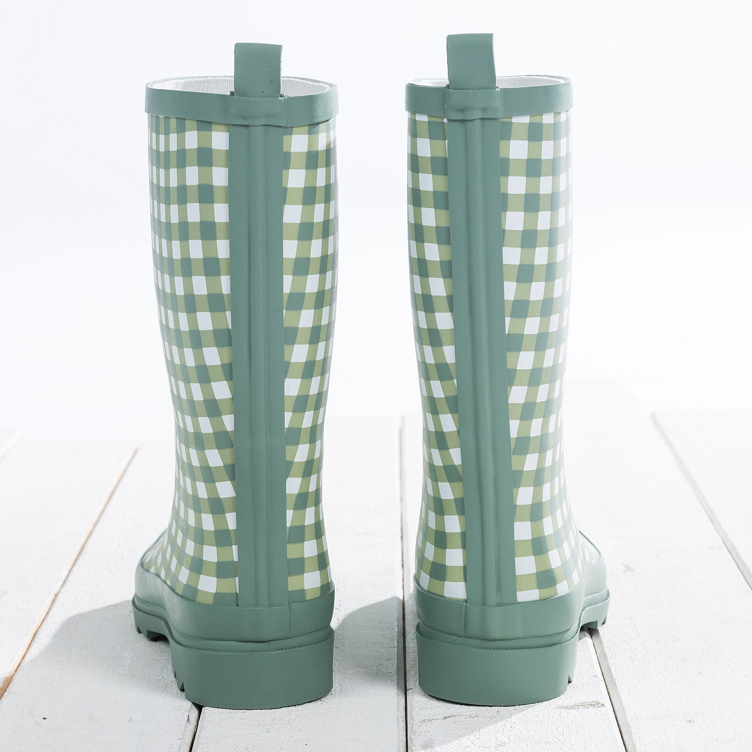 Outsidings Mid-Calf Gingham Gumboot