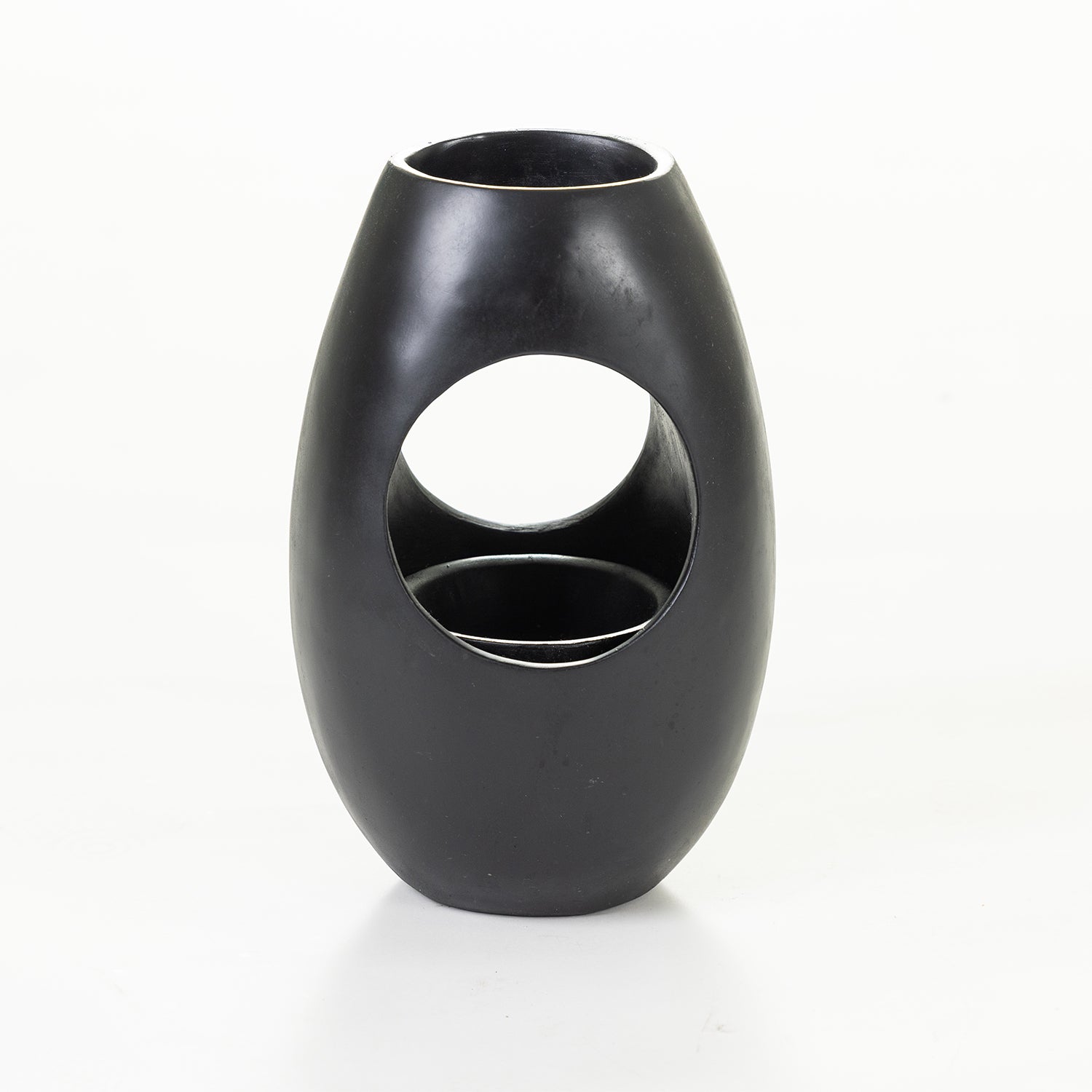 Black rain curtain LED water feature with an oval open-centre design, shown on a white background.