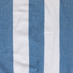 Close-up of the blue and white striped hammock fabric showing the woven texture.