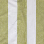 Close-up of the green and white striped hammock fabric showing the woven texture.