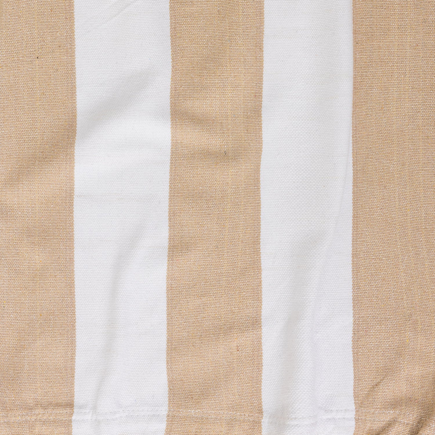 Close-up of the natural and white striped hammock fabric showing the woven texture.