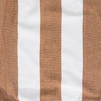Close-up of the mocha and white striped hammock fabric showing the woven texture.