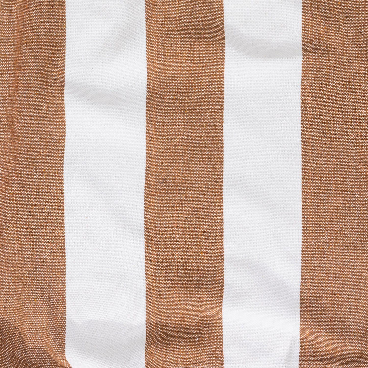 Close-up of the mocha and white striped hammock fabric showing the woven texture.